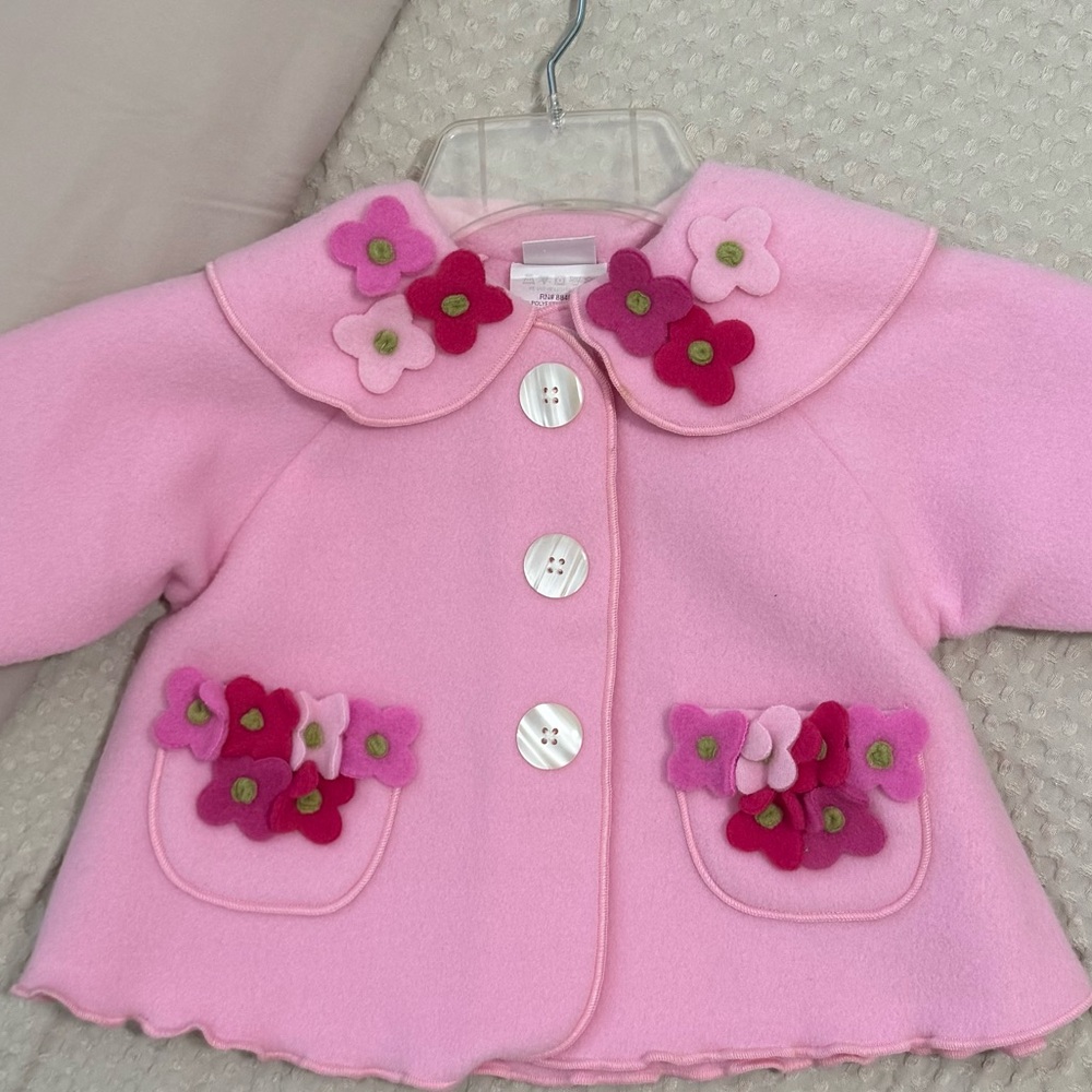 Pink Floral Button-Up Coat